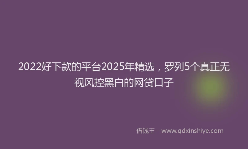 2022好下款的平台2025年精选，罗列5个真正无视风控黑白的网贷口子