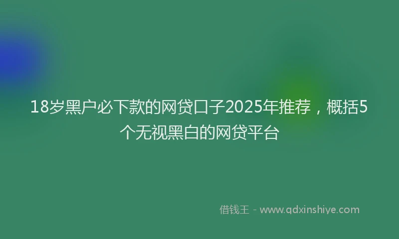 18岁黑户必下款的网贷口子2025年推荐，概括5个无视黑白的网贷平台