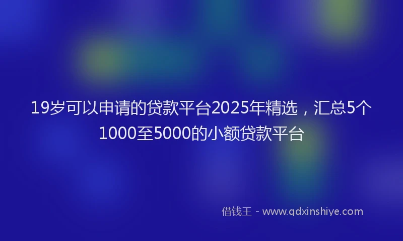 19岁可以申请的贷款平台2025年精选，汇总5个1000至5000的小额贷款平台