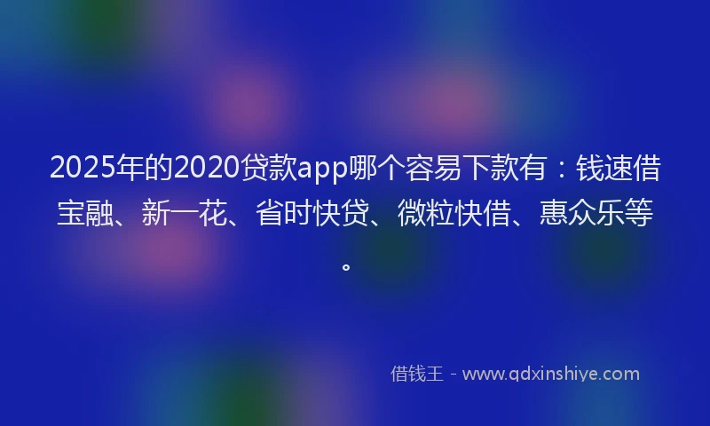 2025年的2020贷款app哪个容易下款有：钱速借宝融、新一花、省时快贷、微粒快借、惠众乐等。