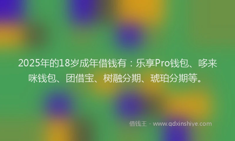 2025年的18岁成年借钱有：乐享Pro钱包、哆来咪钱包、团借宝、树融分期、琥珀分期等。