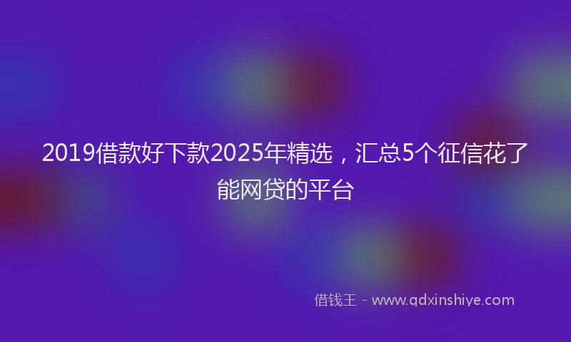 2019借款好下款2025年精选，汇总5个征信花了能网贷的平台