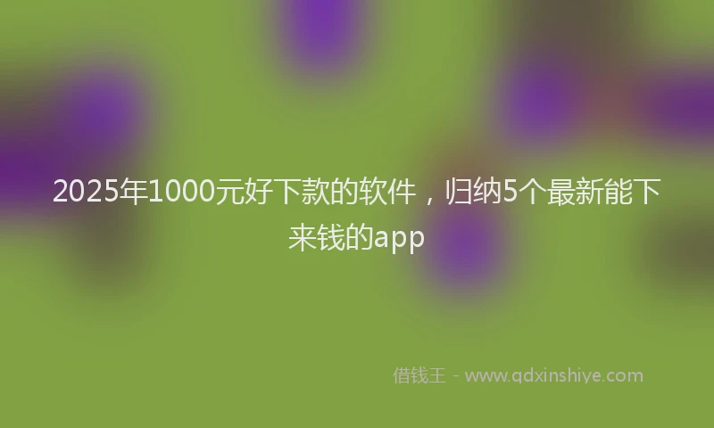 2025年1000元好下款的软件，归纳5个最新能下来钱的app