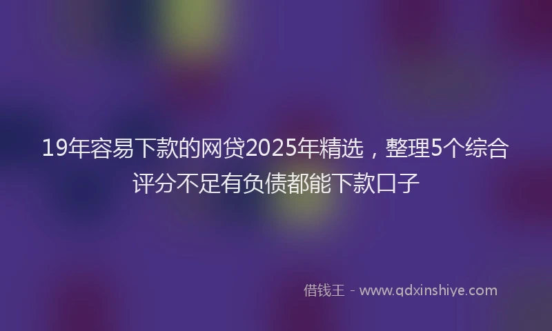 19年容易下款的网贷2025年精选，整理5个综合评分不足有负债都能下款口子