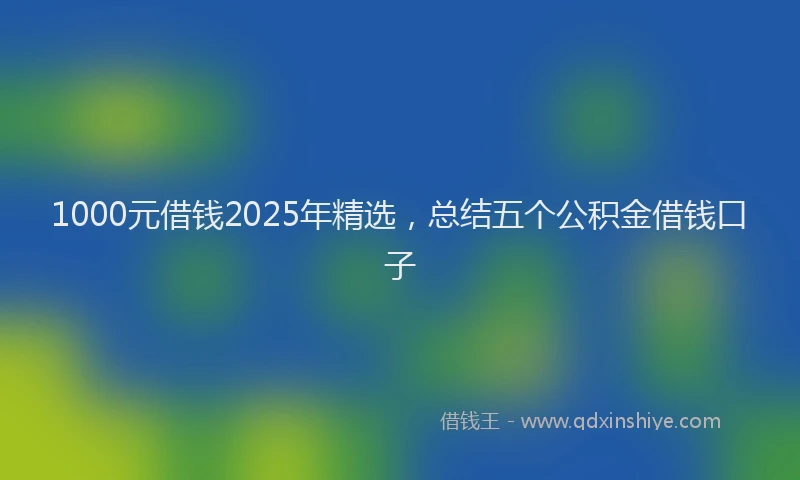 1000元借钱2025年精选，总结五个公积金借钱口子