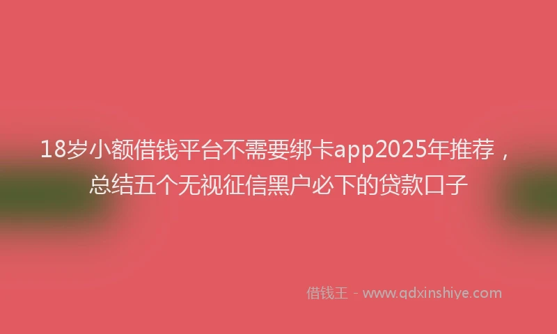 18岁小额借钱平台不需要绑卡app2025年推荐，总结五个无视征信黑户必下的贷款口子