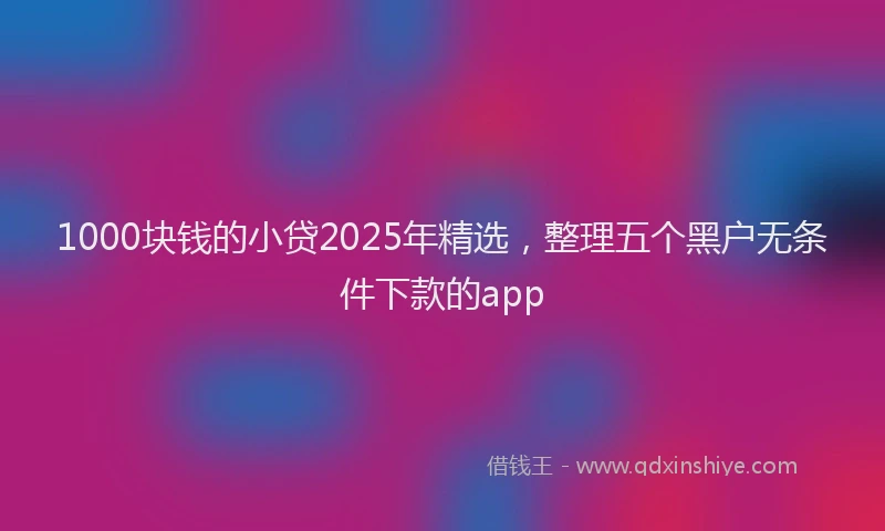 1000块钱的小贷2025年精选，整理五个黑户无条件下款的app