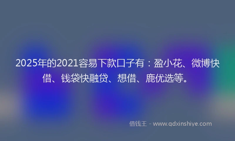 2025年的2021容易下款口子有：盈小花、微博快借、钱袋快融贷、想借、鹿优选等。
