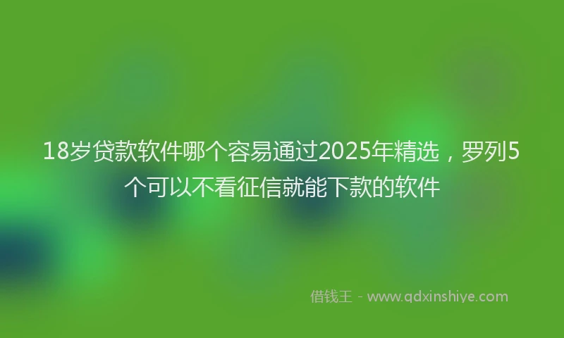 18岁贷款软件哪个容易通过2025年精选，罗列5个可以不看征信就能下款的软件