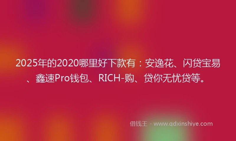 2025年的2020哪里好下款有：安逸花、闪贷宝易、鑫速Pro钱包、RICH-购、贷你无忧贷等。