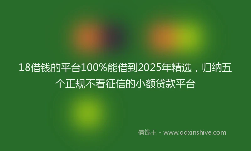 18借钱的平台100%能借到2025年精选，归纳五个正规不看征信的小额贷款平台
