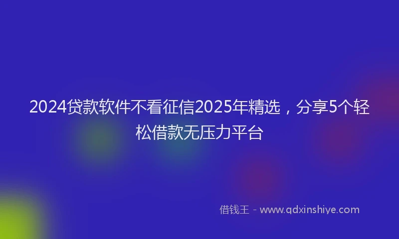 2024贷款软件不看征信2025年精选，分享5个轻松借款无压力平台