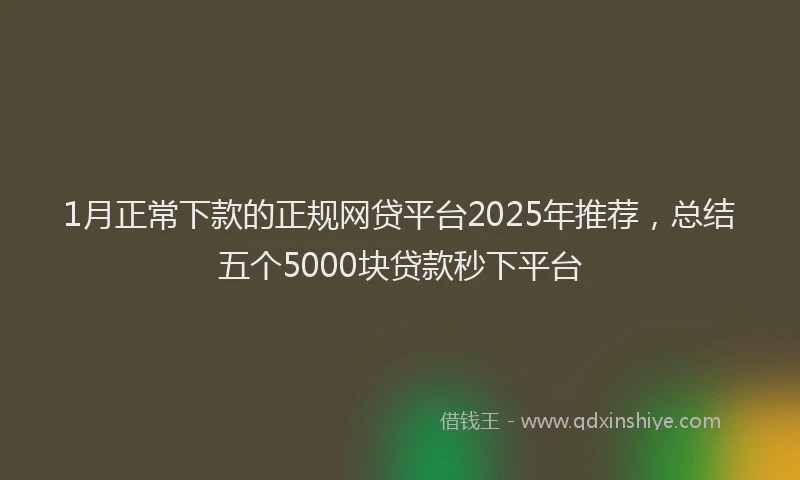 1月正常下款的正规网贷平台2025年推荐，总结五个5000块贷款秒下平台