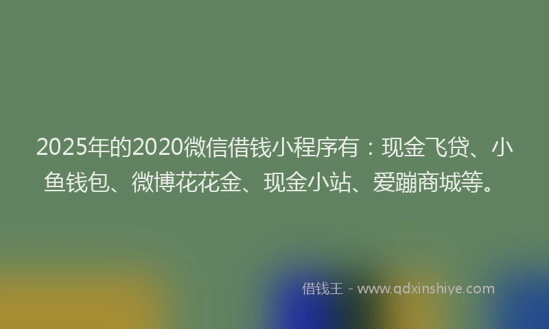 2025年的2020微信借钱小程序有：现金飞贷、小鱼钱包、微博花花金、现金小站、爱蹦商城等。