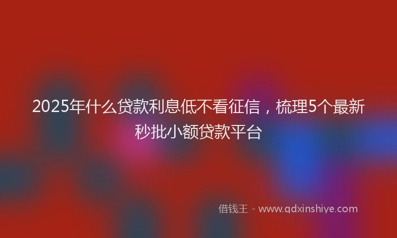 2025年什么贷款利息低不看征信，梳理5个最新秒批小额贷款平台