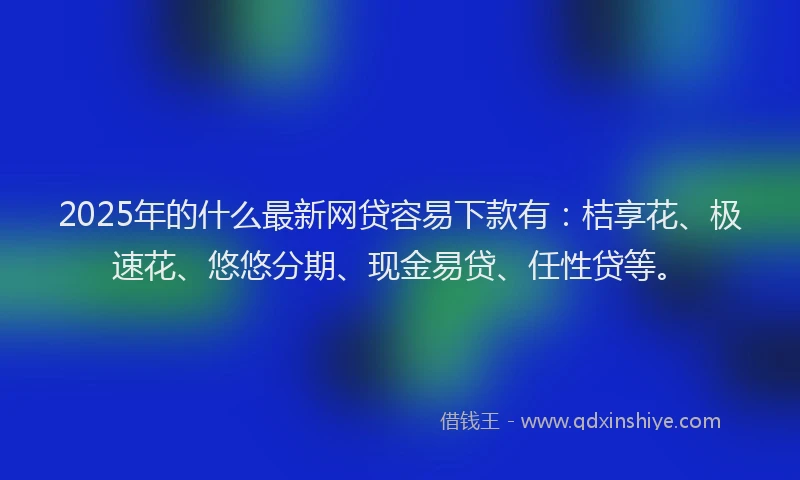 2025年的什么最新网贷容易下款有：桔享花、极速花、悠悠分期、现金易贷、任性贷等。
