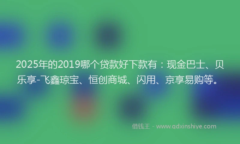 2025年的2019哪个贷款好下款有：现金巴士、贝乐享-飞鑫琼宝、恒创商城、闪用、京享易购等。