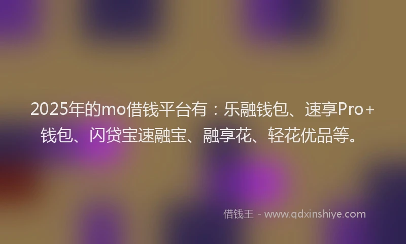 2025年的mo借钱平台有：乐融钱包、速享Pro+钱包、闪贷宝速融宝、融享花、轻花优品等。