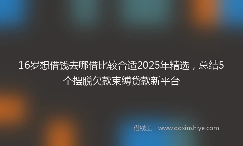 16岁想借钱去哪借比较合适2025年精选，总结5个摆脱欠款束缚贷款新平台