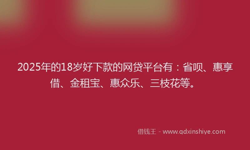 2025年的18岁好下款的网贷平台有：省呗、惠享借、金租宝、惠众乐、三枝花等。