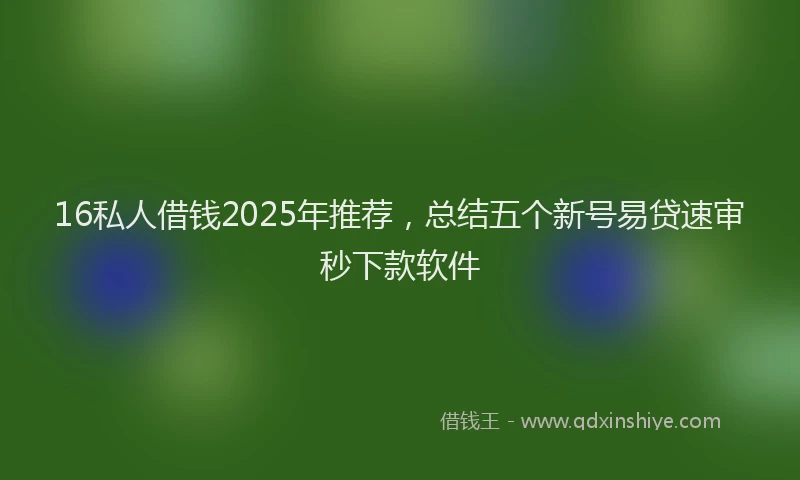 16私人借钱2025年推荐，总结五个新号易贷速审秒下款软件