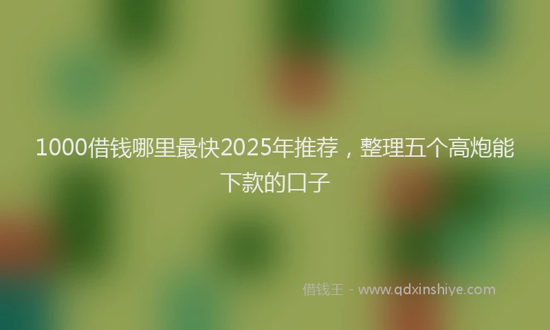 1000借钱哪里最快2025年推荐，整理五个高炮能下款的口子