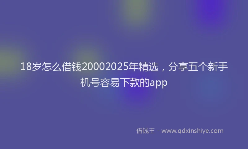 18岁怎么借钱20002025年精选，分享五个新手机号容易下款的app