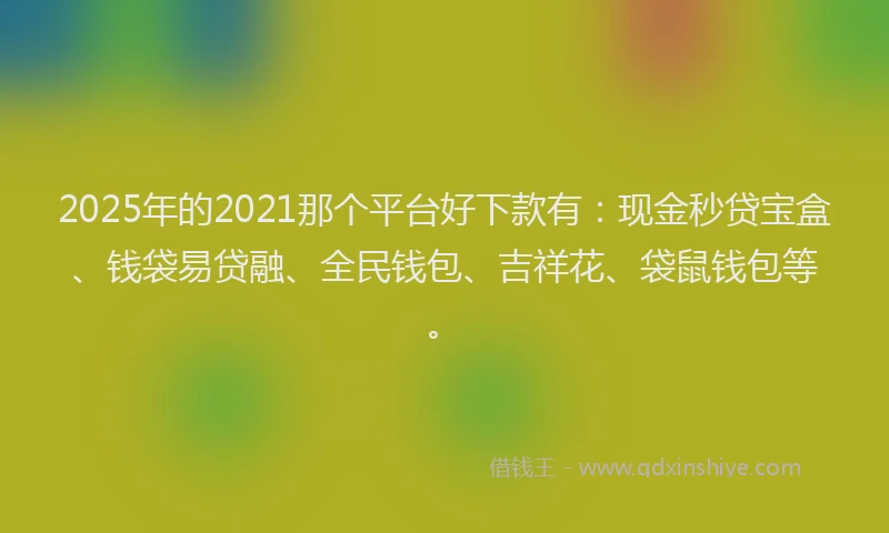 2025年的2021那个平台好下款有：现金秒贷宝盒、钱袋易贷融、全民钱包、吉祥花、袋鼠钱包等。