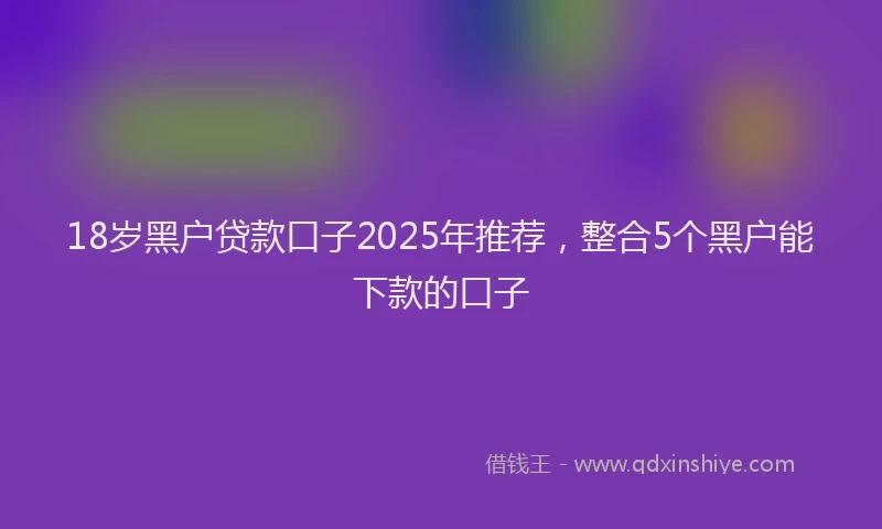18岁黑户贷款口子2025年推荐，整合5个黑户能下款的口子