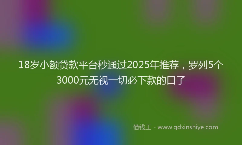18岁小额贷款平台秒通过2025年推荐，罗列5个3000元无视一切必下款的口子