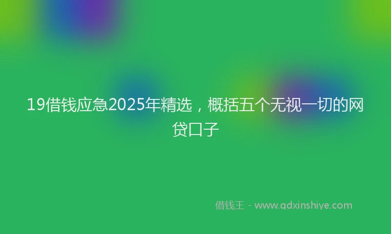 19借钱应急2025年精选，概括五个无视一切的网贷口子