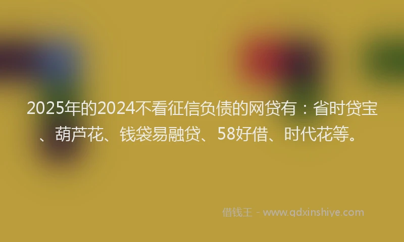 2025年的2024不看征信负债的网贷有：省时贷宝、葫芦花、钱袋易融贷、58好借、时代花等。