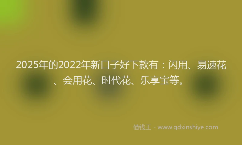 2025年的2022年新口子好下款有：闪用、易速花、会用花、时代花、乐享宝等。
