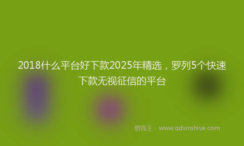 2018什么平台好下款2025年精选，罗列5个快速下款无视征信的平台