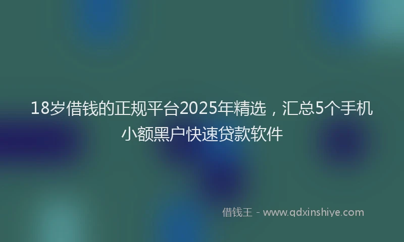 18岁借钱的正规平台2025年精选，汇总5个手机小额黑户快速贷款软件