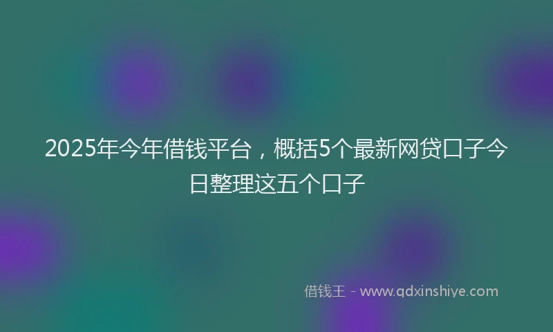 2025年今年借钱平台，概括5个最新网贷口子今日整理这五个口子