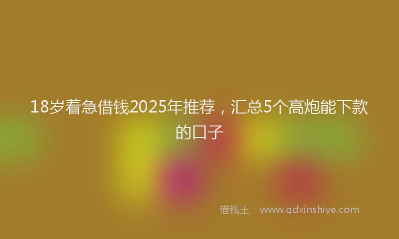 18岁着急借钱2025年推荐，汇总5个高炮能下款的口子