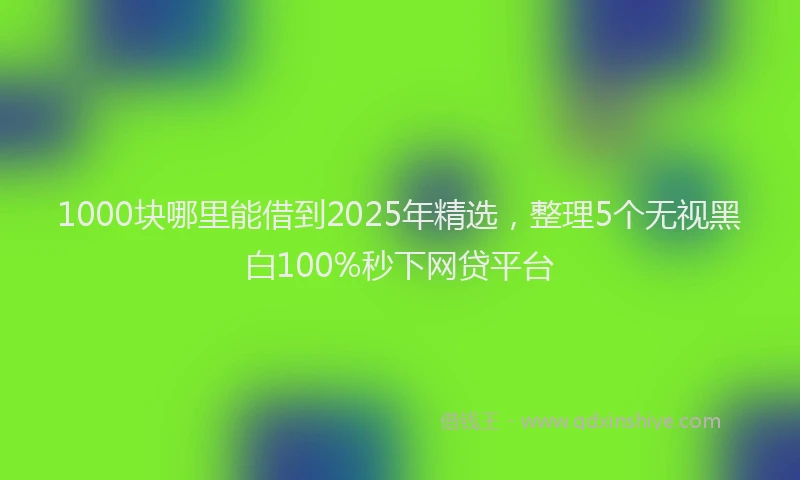 1000块哪里能借到2025年精选，整理5个无视黑白100%秒下网贷平台