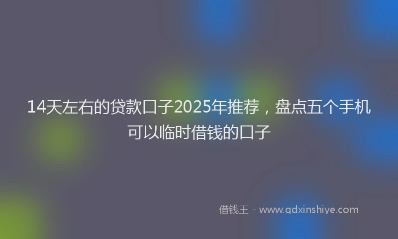 14天左右的贷款口子2025年推荐，盘点五个手机可以临时借钱的口子