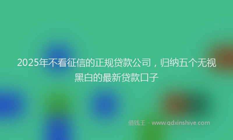 2025年不看征信的正规贷款公司，归纳五个无视黑白的最新贷款口子
