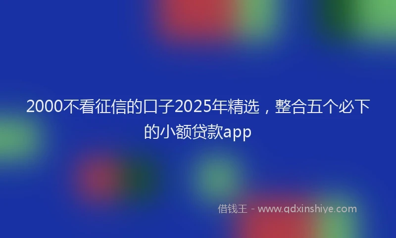 2000不看征信的口子2025年精选，整合五个必下的小额贷款app