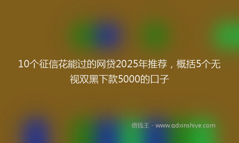 10个征信花能过的网贷2025年推荐，概括5个无视双黑下款5000的口子