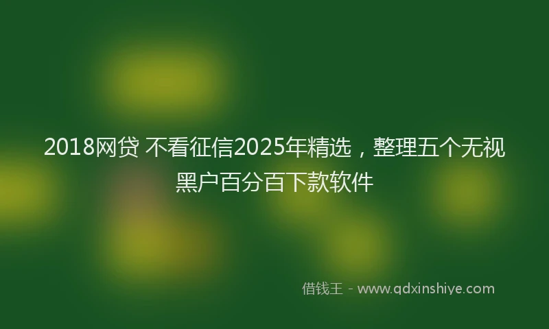 2018网贷 不看征信2025年精选，整理五个无视黑户百分百下款软件