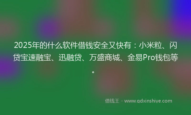 2025年的什么软件借钱安全又快有：小米粒、闪贷宝速融宝、迅融贷、万盛商城、金易Pro钱包等。