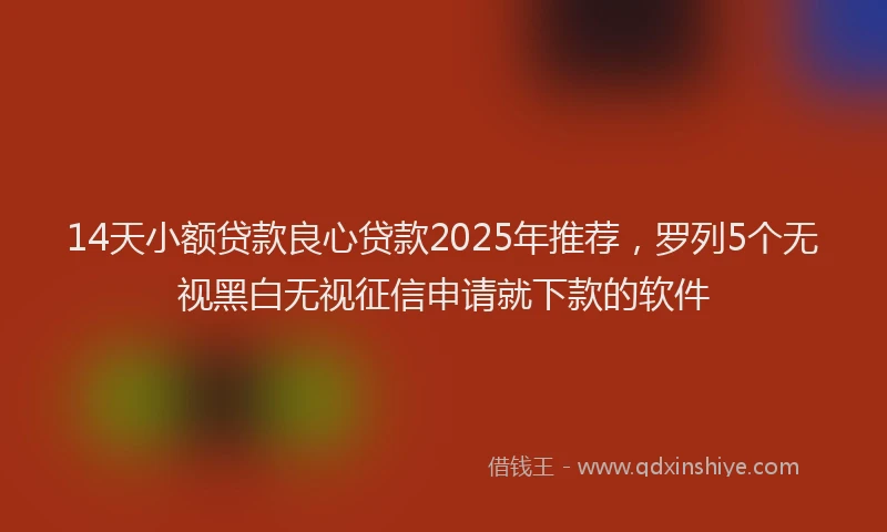 14天小额贷款良心贷款2025年推荐，罗列5个无视黑白无视征信申请就下款的软件
