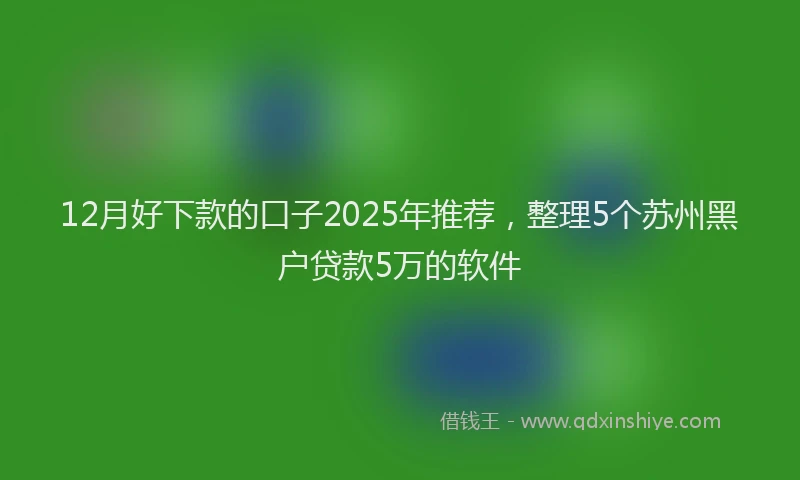 12月好下款的口子2025年推荐，整理5个苏州黑户贷款5万的软件
