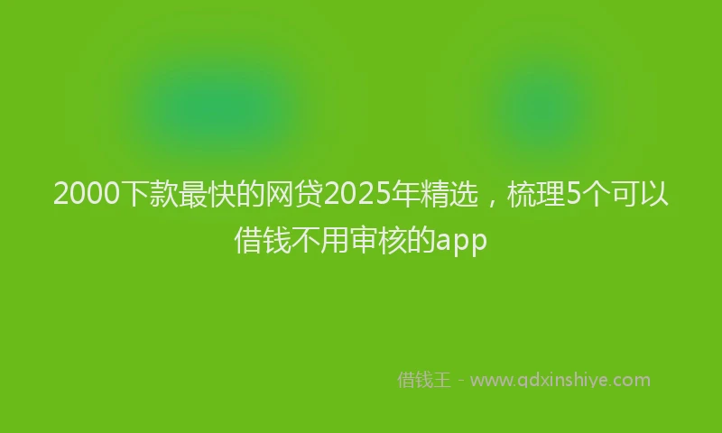 2000下款最快的网贷2025年精选，梳理5个可以借钱不用审核的app