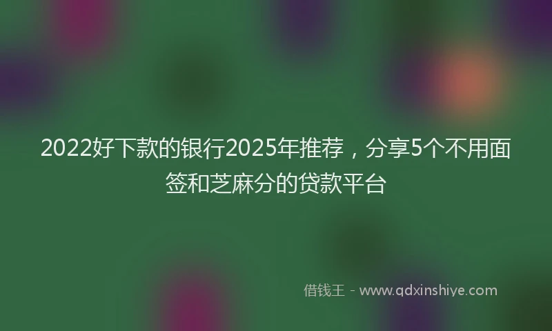 2022好下款的银行2025年推荐，分享5个不用面签和芝麻分的贷款平台