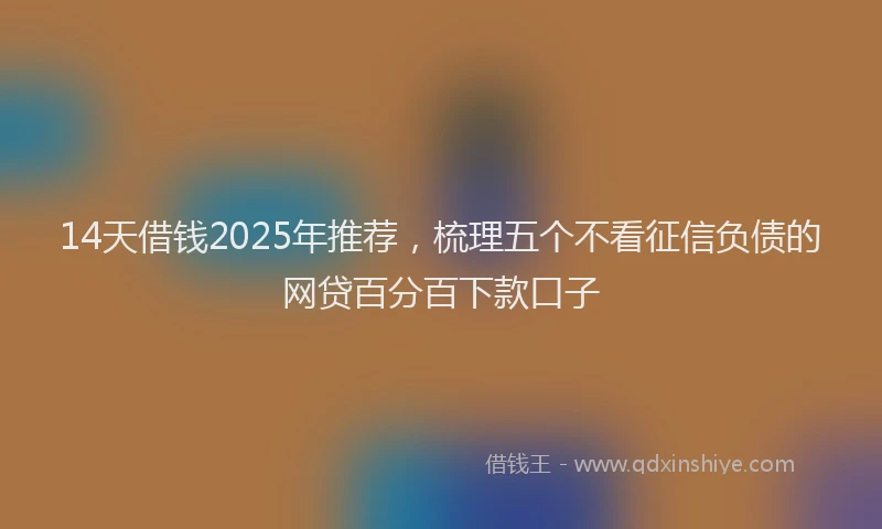 14天借钱2025年推荐，梳理五个不看征信负债的网贷百分百下款口子