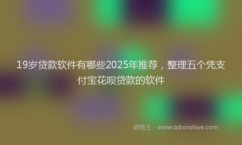 19岁贷款软件有哪些2025年推荐，整理五个凭支付宝花呗贷款的软件